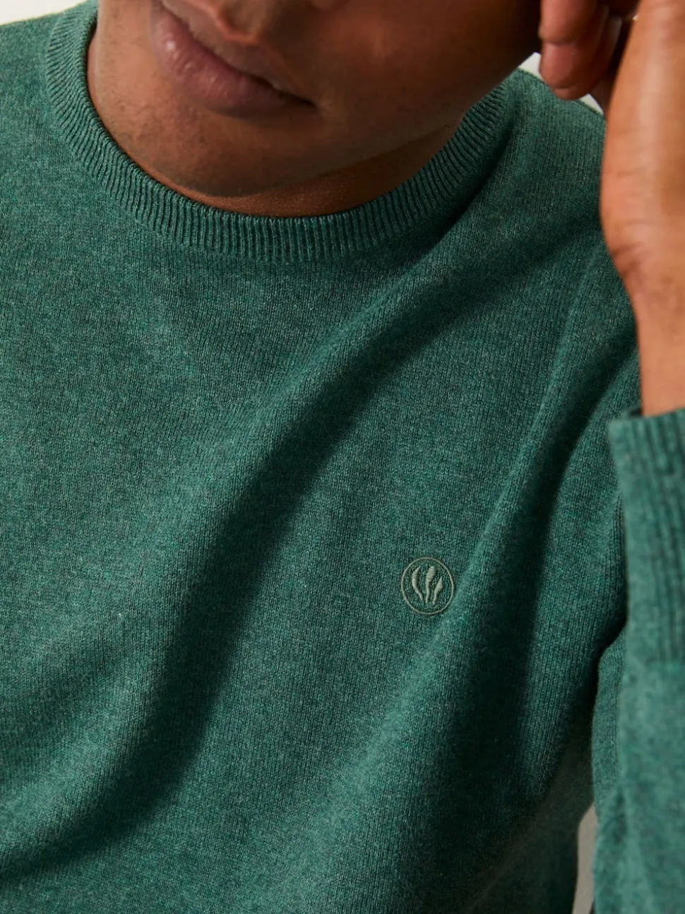 FatFace Rye Emerald Green Crew Neck Knitted Jumper