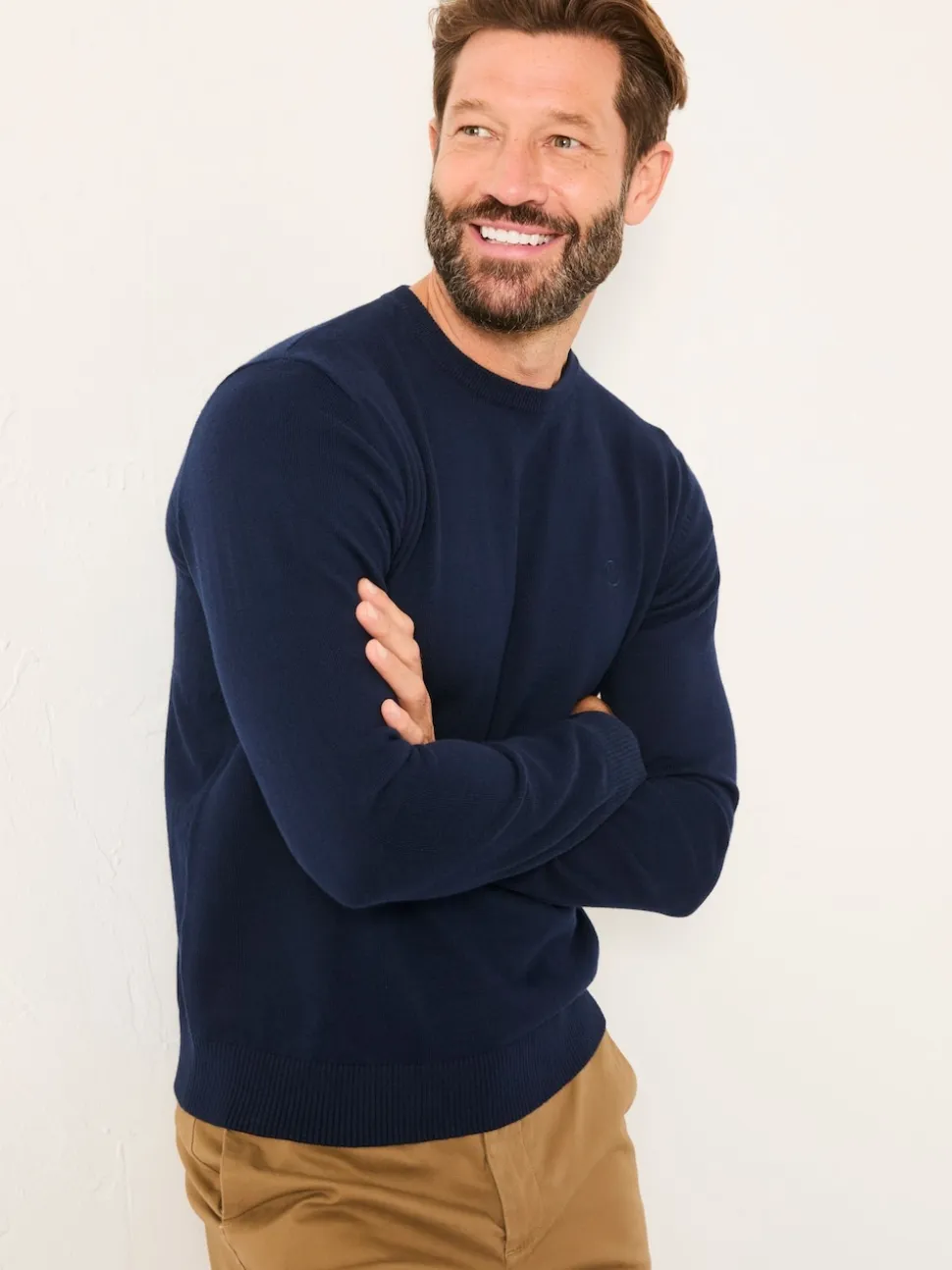 FatFace Rye Navy Crew Neck Knitted Jumper
