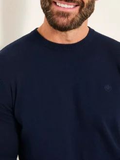 FatFace Rye Navy Crew Neck Knitted Jumper