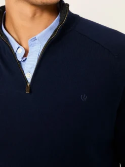 FatFace Rye Navy Half Zip Neck Knitted Jumper
