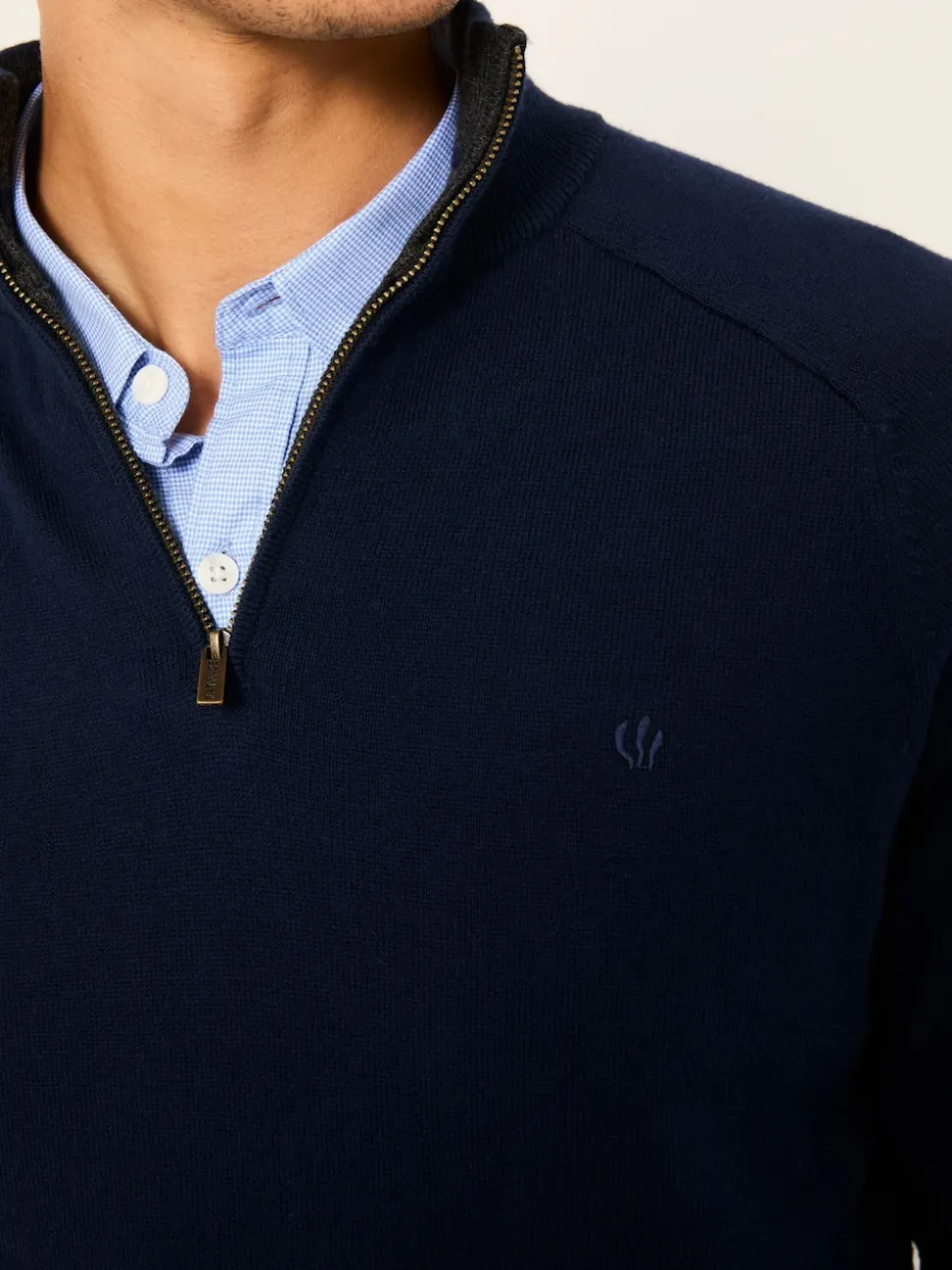 FatFace Rye Navy Half Zip Neck Knitted Jumper