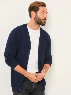 FatFace Rye Navy Knitted Button Cardigan