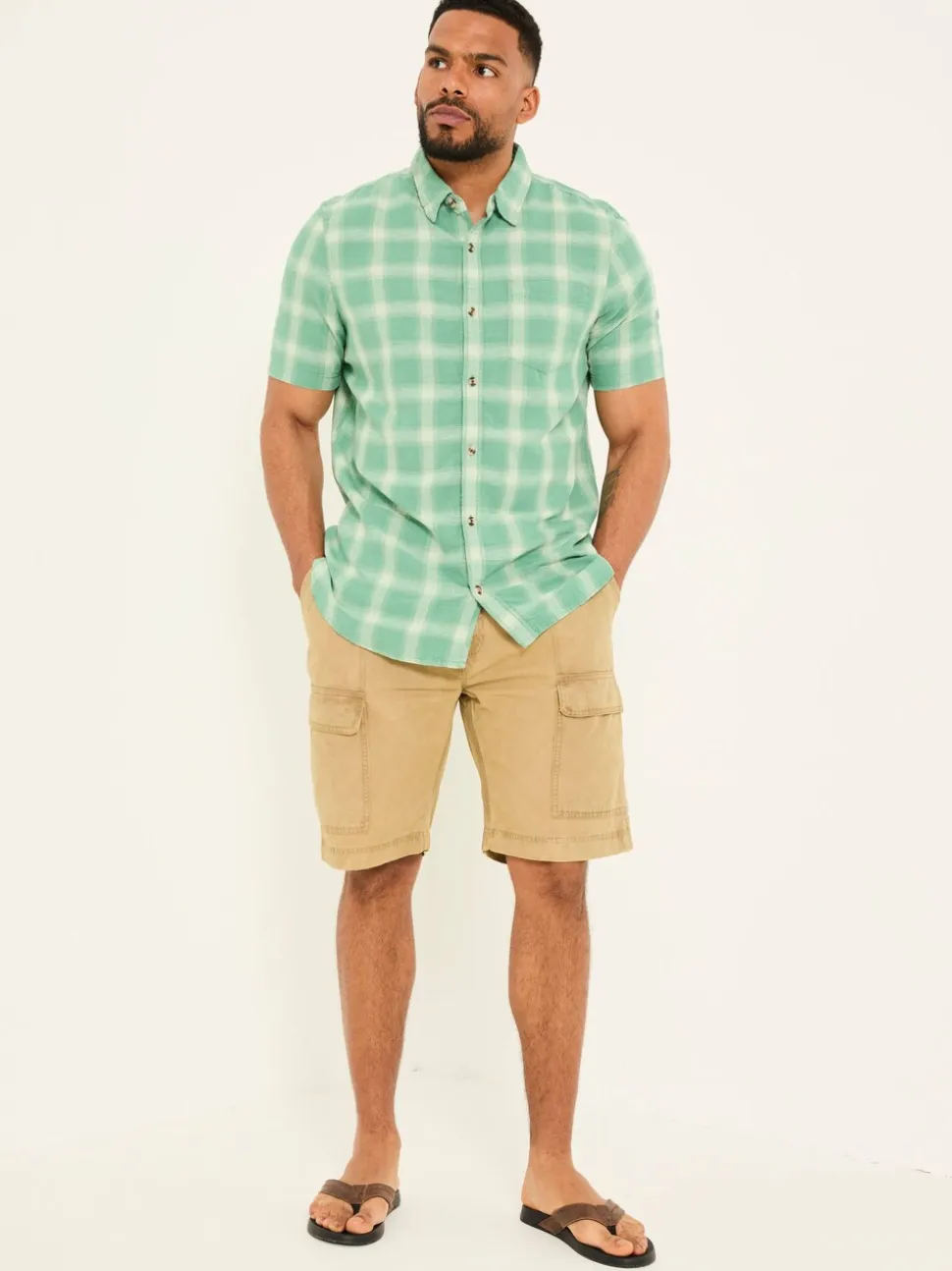 FatFace Rye Stone Garment Dye Utility Shorts