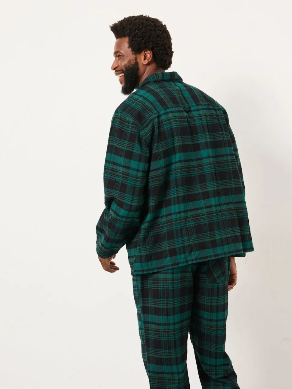 FatFace Samphrey Dark Green Check Pyjama Shirt