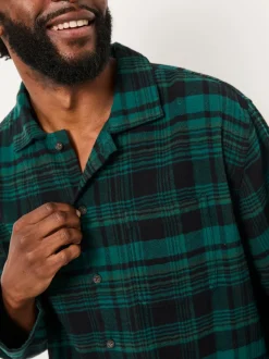 FatFace Samphrey Dark Green Check Pyjama Shirt