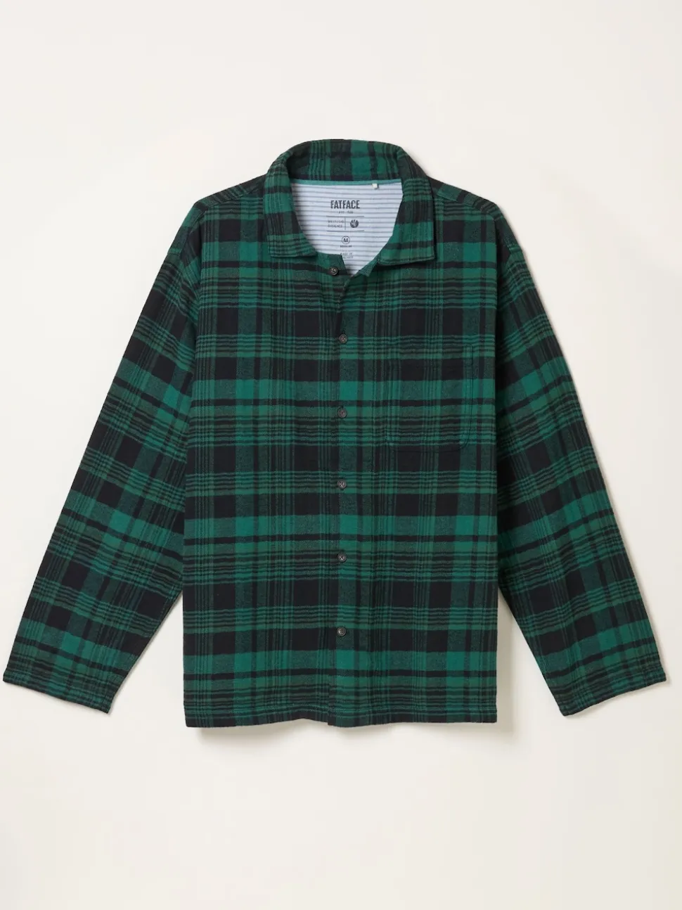 FatFace Samphrey Dark Green Check Pyjama Shirt