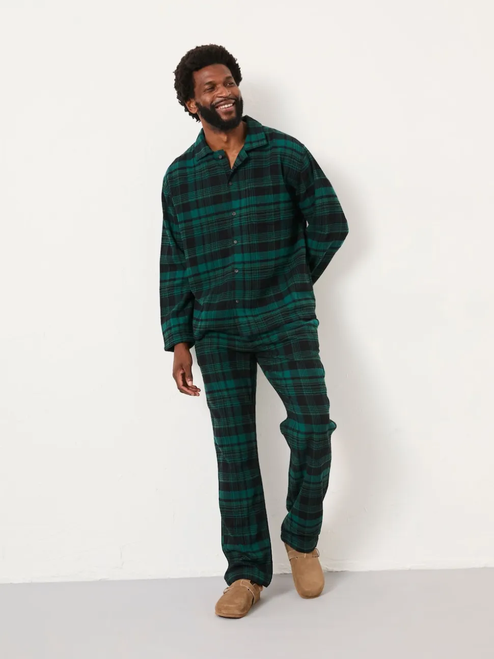 FatFace Samphrey Dark Green Check Pyjama Bottoms