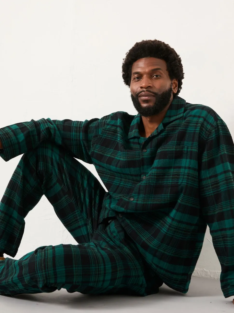 FatFace Samphrey Dark Green Check Pyjama Bottoms