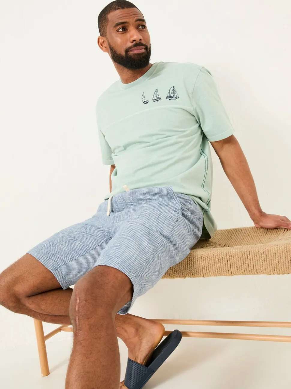 FatFace Seaton Blue Stripe Pull On Shorts