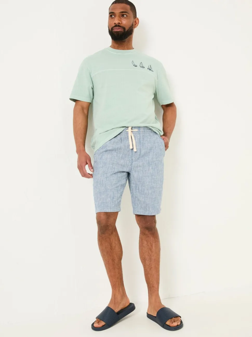 FatFace Seaton Blue Stripe Pull On Shorts