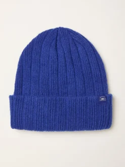 FatFace Sebastian Cobalt Blue Ribbed Beanie