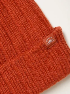 FatFace Sebastian Orange Ribbed Beanie