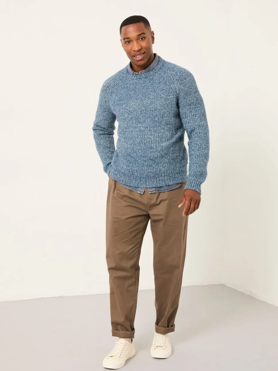 FatFace Sefton Blue Knitted Crew Neck Jumper