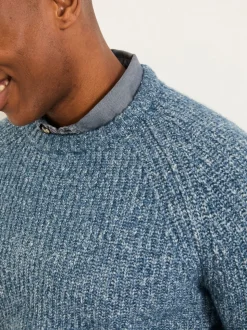 FatFace Sefton Blue Knitted Crew Neck Jumper