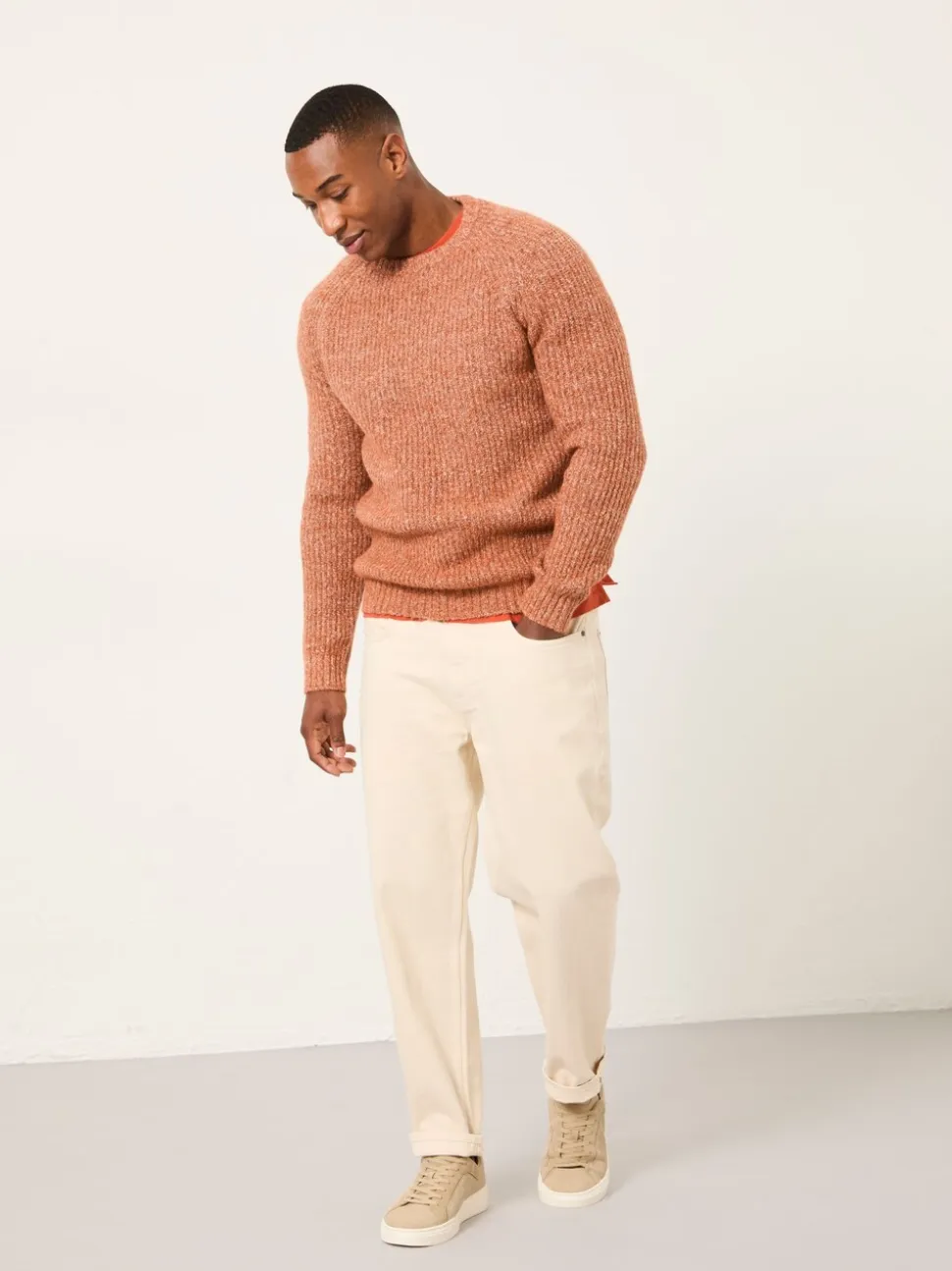 FatFace Sefton Burnt Orange Knitted Crew Neck Jumper