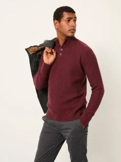 FatFace Sennen Claret Knitted Half Neck Jumper