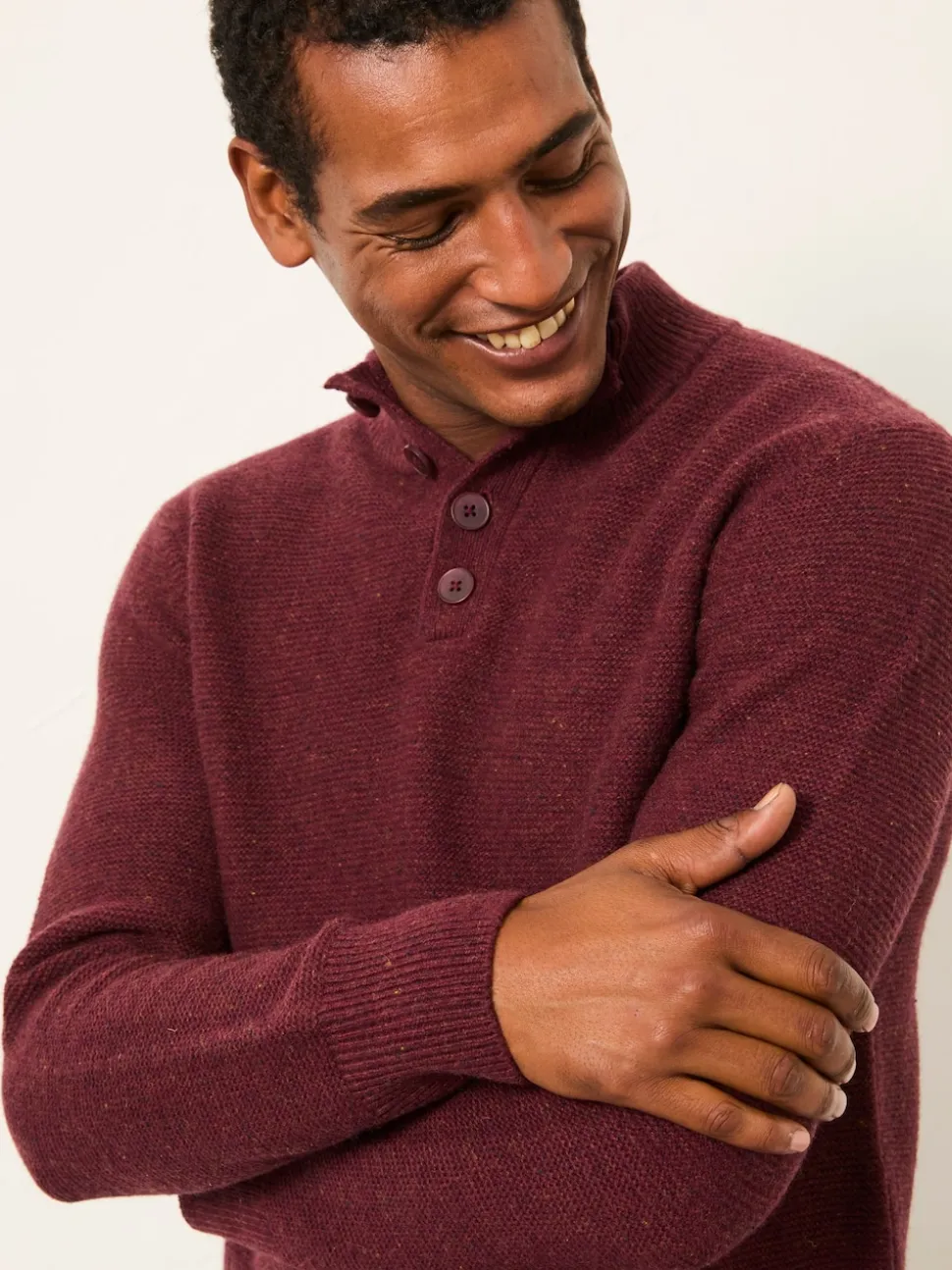 FatFace Sennen Claret Knitted Half Neck Jumper