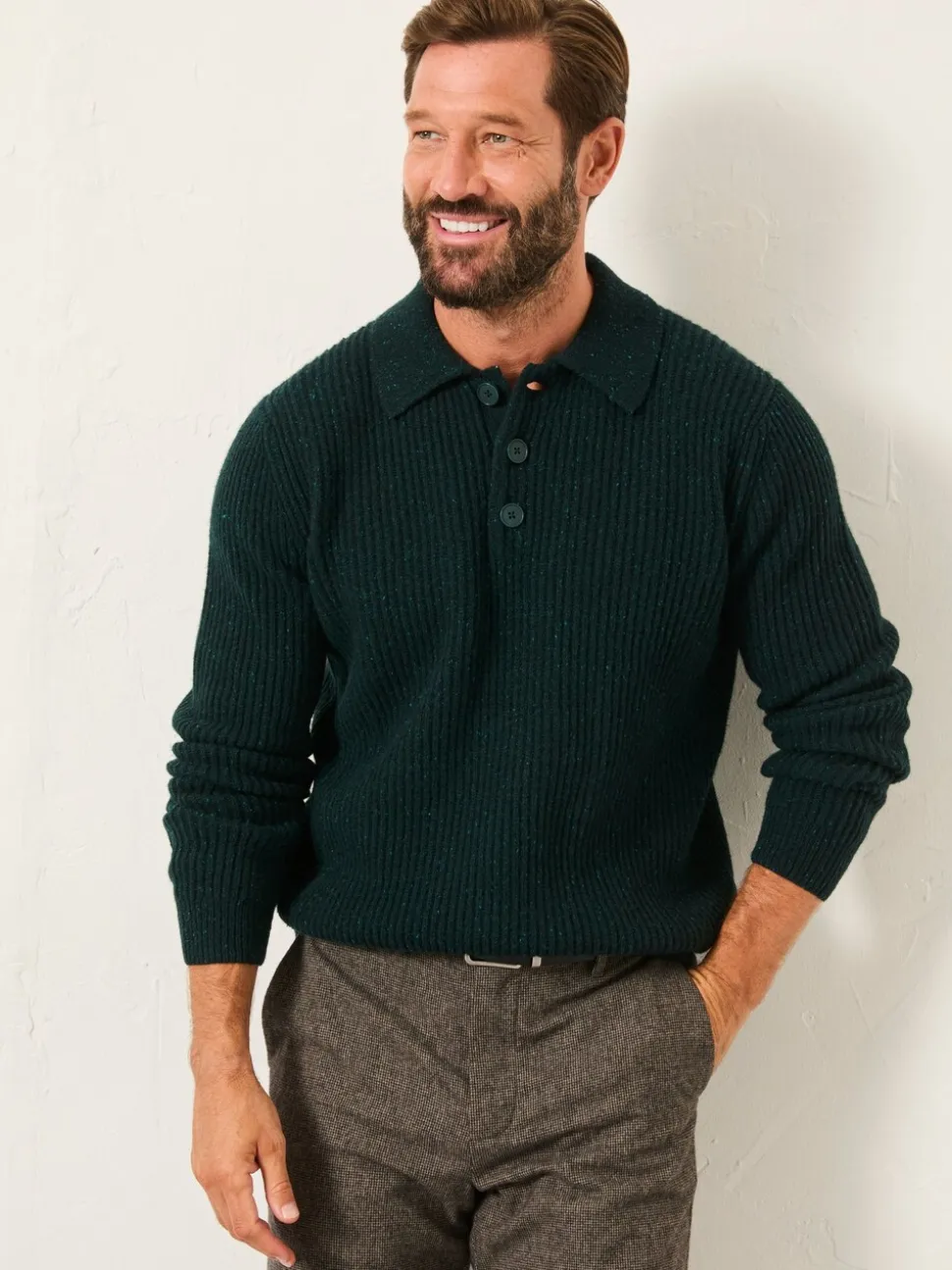 FatFace Sennen Dark Green Knitted Half Neck Jumper
