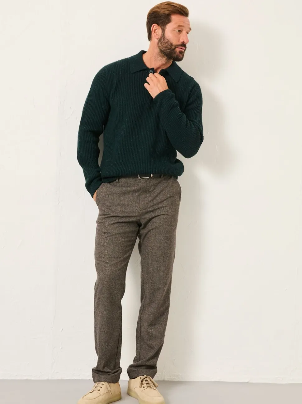 FatFace Sennen Dark Green Knitted Half Neck Jumper