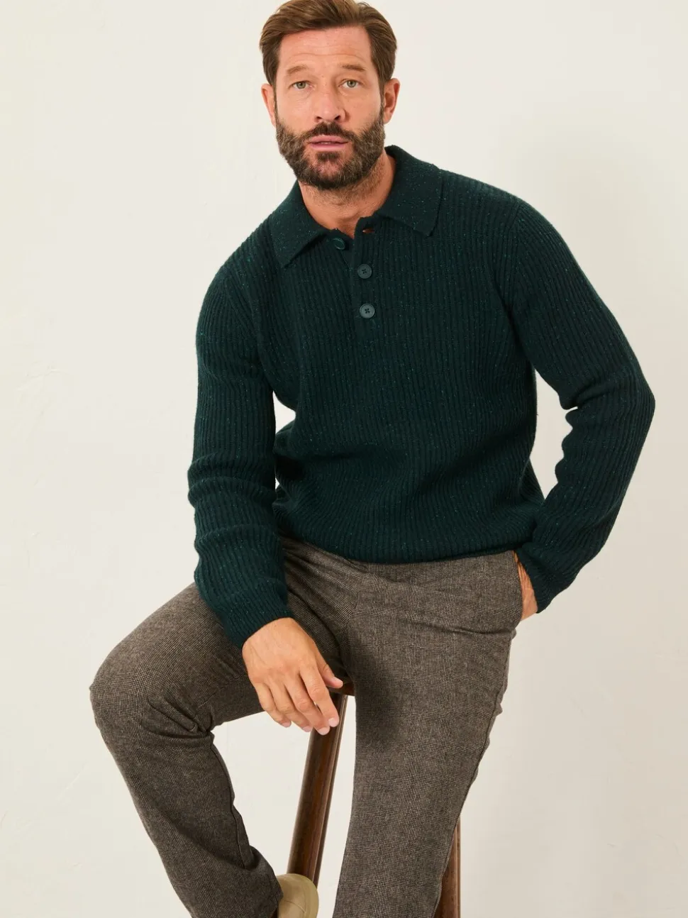 FatFace Sennen Dark Green Knitted Half Neck Jumper