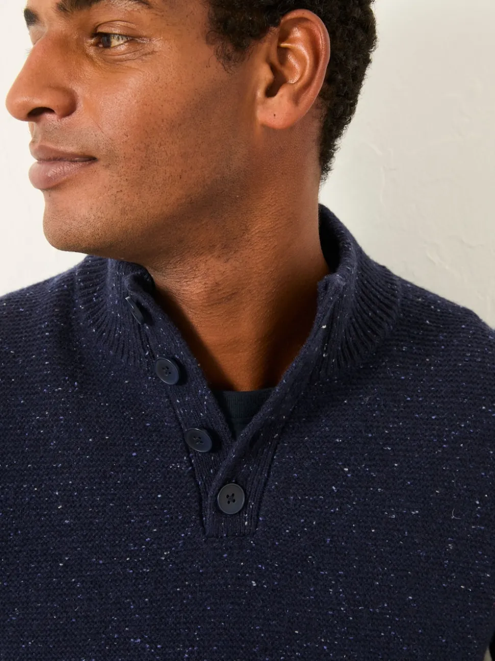 FatFace Sennen Navy Knitted Half Neck Jumper