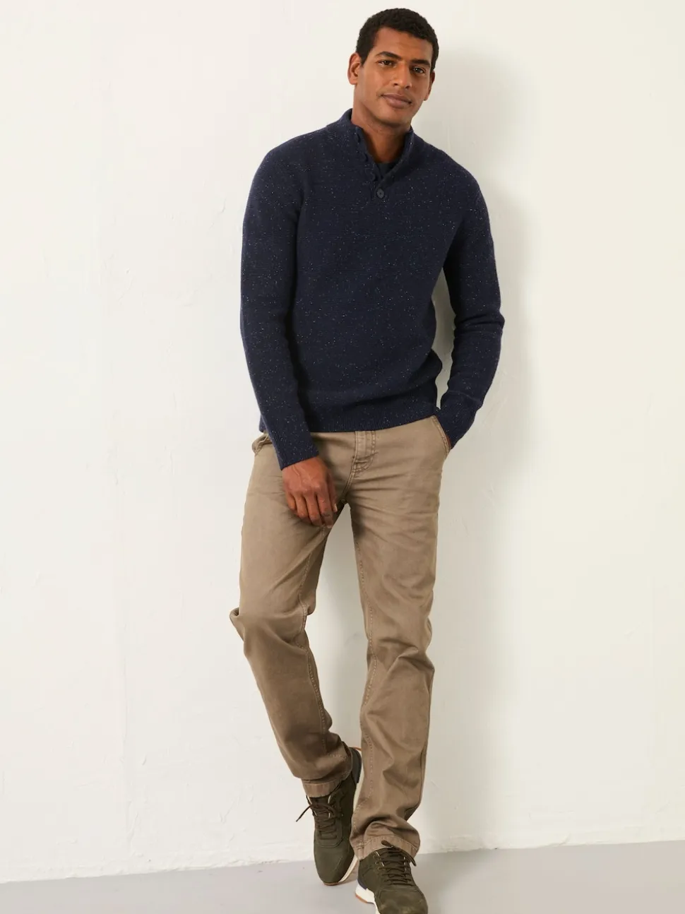 FatFace Sennen Navy Knitted Half Neck Jumper