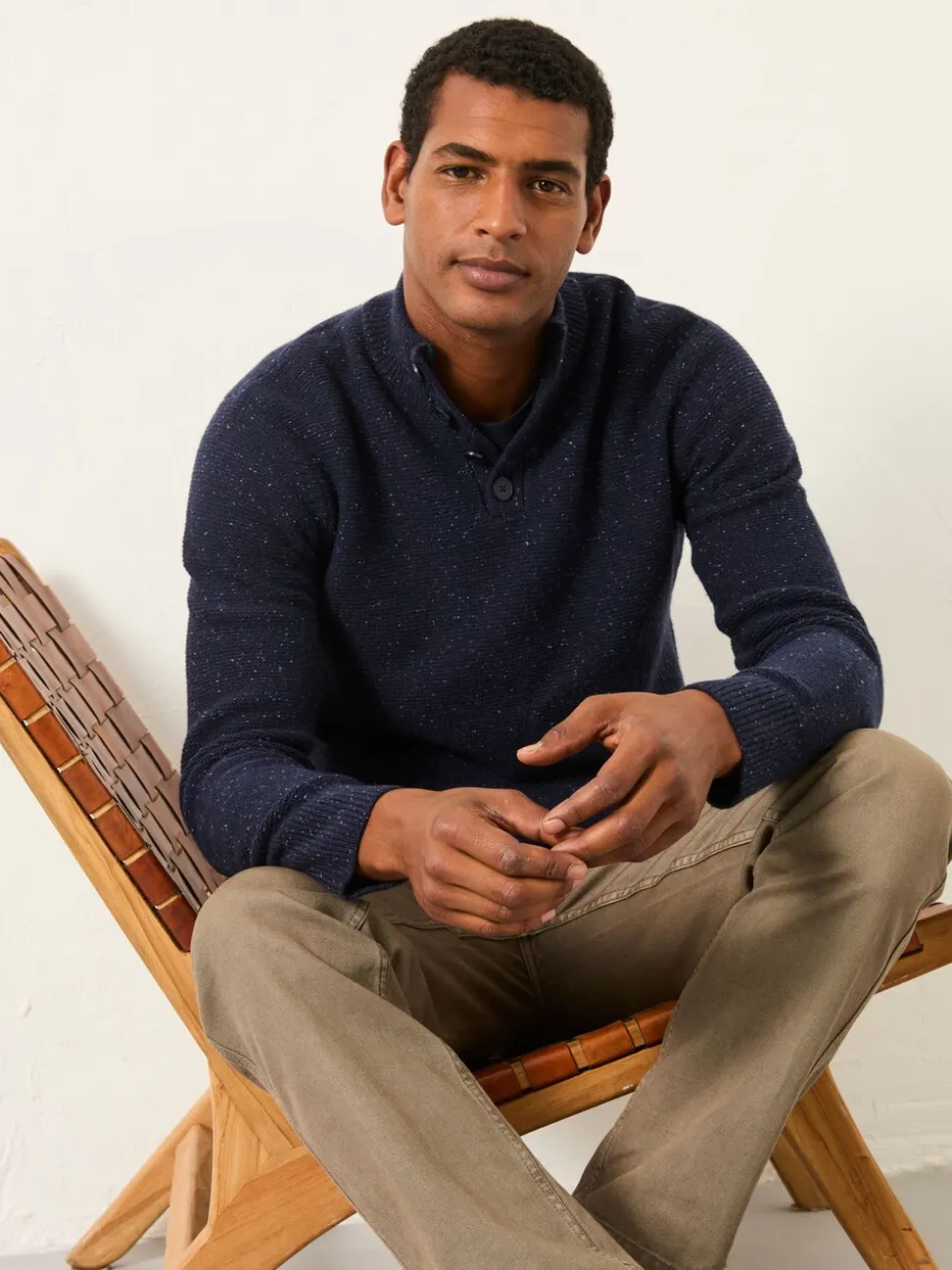 FatFace Sennen Navy Knitted Half Neck Jumper
