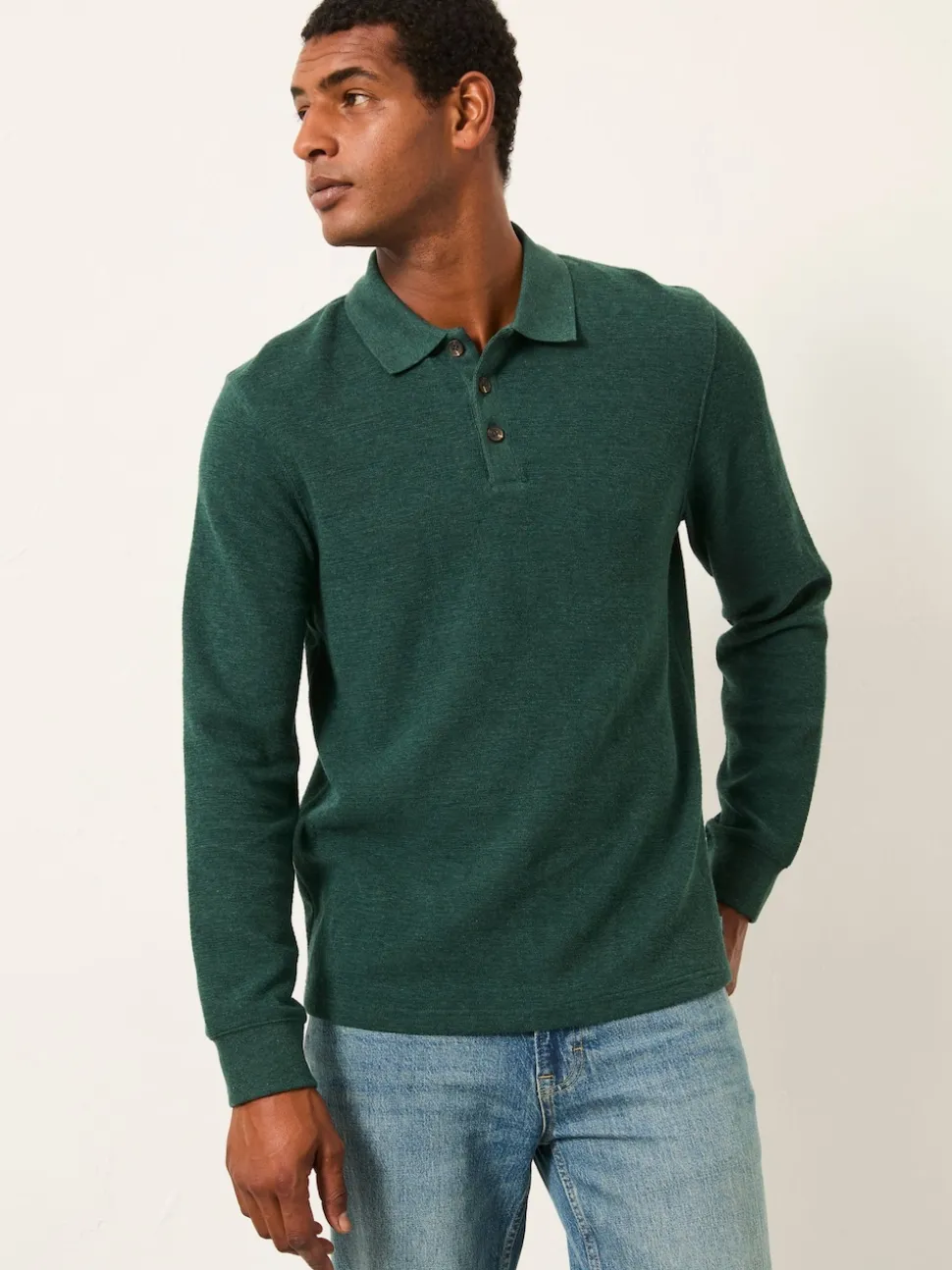 FatFace Shawford Green Long Sleeve Polo