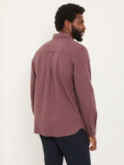 FatFace Tadlow Burgundy Red Long Sleeve Herringbone Shirt