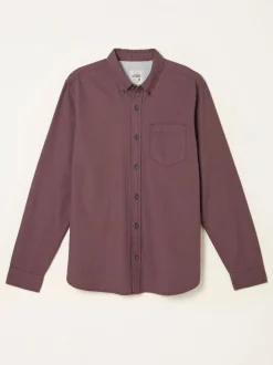FatFace Tadlow Burgundy Red Long Sleeve Herringbone Shirt