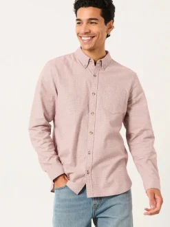 FatFace Tadlow Rust Red Long Sleeve Herringbone Shirt