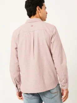 FatFace Tadlow Rust Red Long Sleeve Herringbone Shirt
