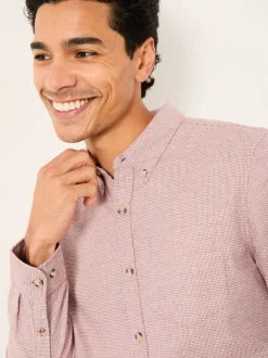 FatFace Tadlow Rust Red Long Sleeve Herringbone Shirt