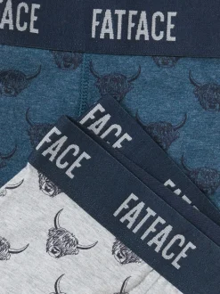 FatFace Teal Blue 2 Pack of Highland Cow Boxers