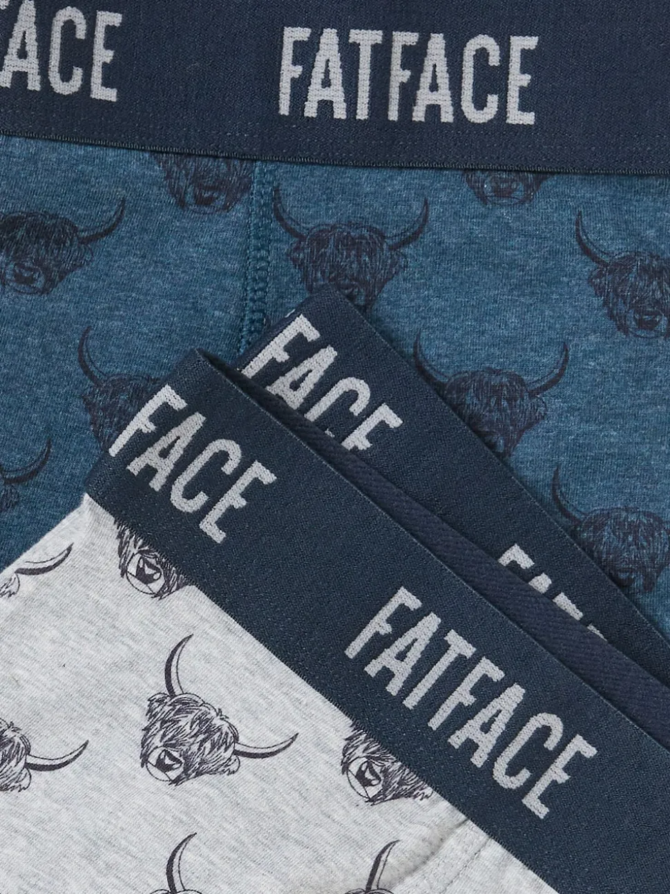 FatFace Teal Blue 2 Pack of Highland Cow Boxers