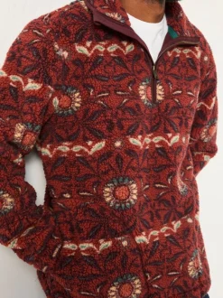 FatFace Terracotta Willow Printed Half Neck Fleece