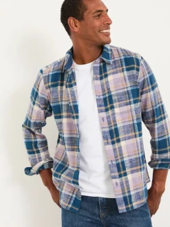 FatFace Thorn Heather Purple Long Sleeve Check Shirt