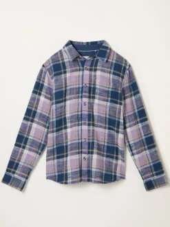 FatFace Thorn Heather Purple Long Sleeve Check Shirt