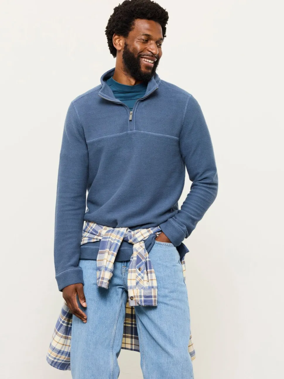 FatFace Trescowe Blue Half Zip Sweat