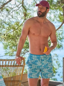 FatFace Trevose Blue Tile Print Swim Shorts