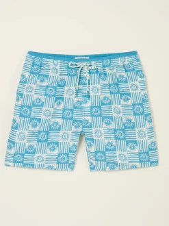 FatFace Trevose Blue Tile Print Swim Shorts