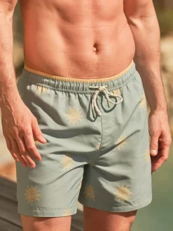 FatFace Trevose Green Sun Print Swim Shorts