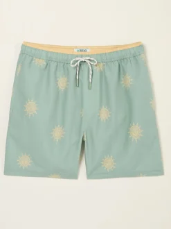 FatFace Trevose Green Sun Print Swim Shorts