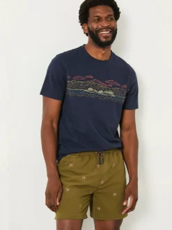 FatFace Trevose Khaki Green Embroidered Starfish Swim Shorts