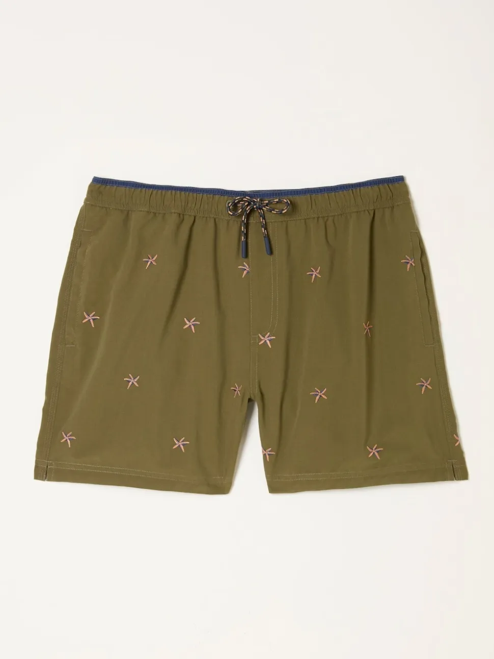 FatFace Trevose Khaki Green Embroidered Starfish Swim Shorts