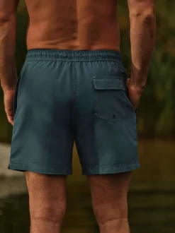 FatFace Trevose Teal Blue Texture Print Swim Shorts