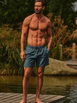 FatFace Trevose Teal Blue Texture Print Swim Shorts