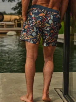 FatFace Trevose Teal Blue Jungle Print Swim Shorts