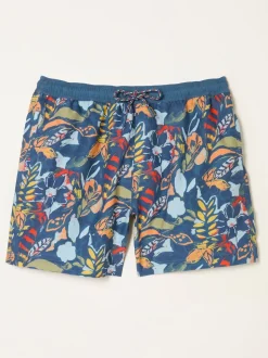 FatFace Trevose Teal Blue Jungle Print Swim Shorts