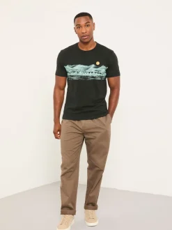 FatFace Washed Black Inky Lakes Graphic Tshirt